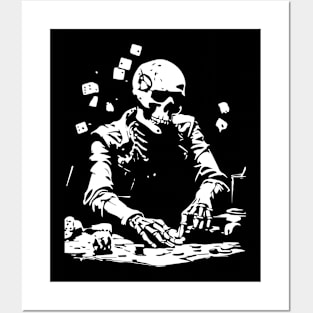 skeleton playing dice Posters and Art